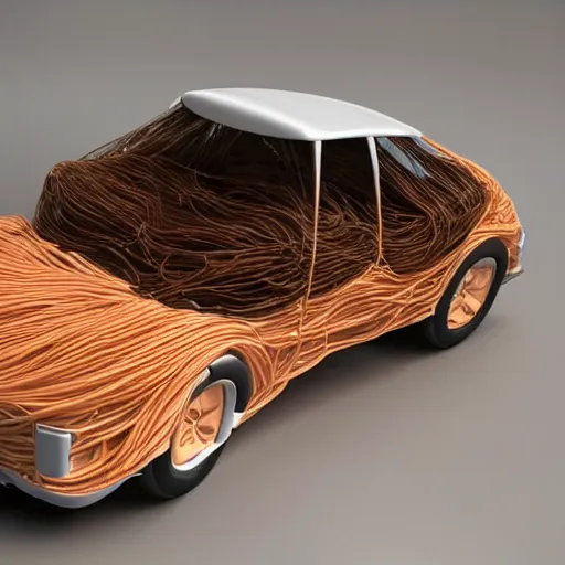 Image similar to car made out of spaghetti