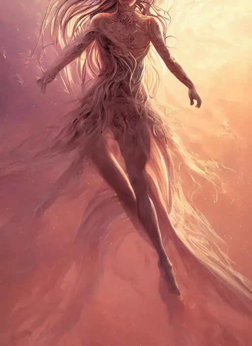 Prompt: portrait of a gorgeous girl as a ever-reaching Goddess of despair, cracks, disaster, whirlwind, cinematic, eve, beautiful soft light, saving the world blind and hungry souls around. a futuristic diety, fantasy, intricate, elegant, human anatomy, natural light, golden hour, highly detailed, digital painting, artstation, wide angle, smooth, sharp focus, illustration, art by brom, tian zi and WLOP and alphonse mucha, masterpiece, 3d blender, mitch foust, Clyde Caldwell, dof