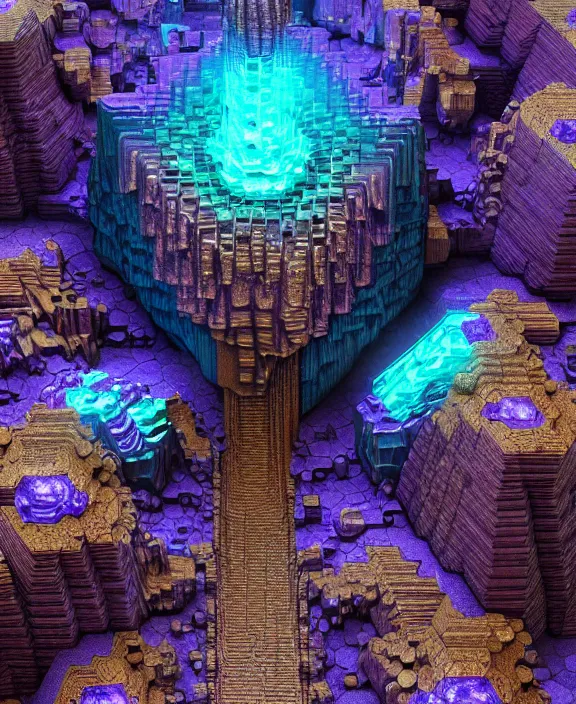 Prompt: giant fractal bismuth golem consists of bismuth geodes, fractalization, extremely high details, masterpiece, photorealistic, hyperrealism, vray, octane render, volumetric lighting, depth of field, bokeh, artstation, cgsociety by johannen voss, michael whelan, greg broadmore, frank frazetta