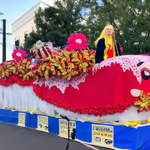 Image similar to billie eilish as a macy's day parade float