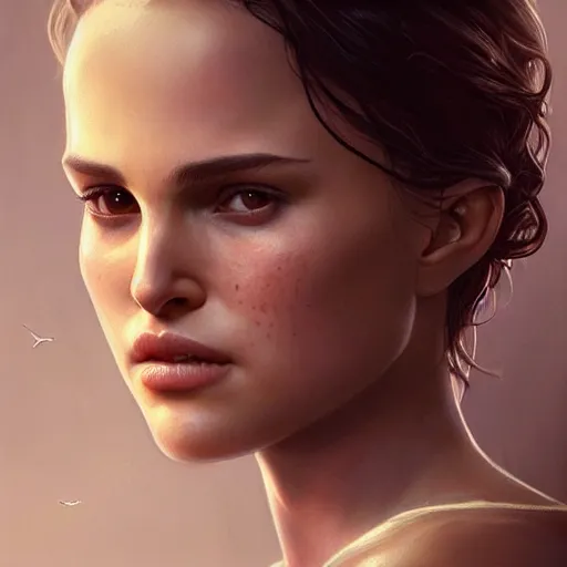 Image similar to ultra realistic illustration, natalie portman from last of us, intricate, elegant, highly detailed, digital painting, artstation, concept art, smooth, sharp focus, illustration, art by artgerm and greg rutkowski and alphonse mucha