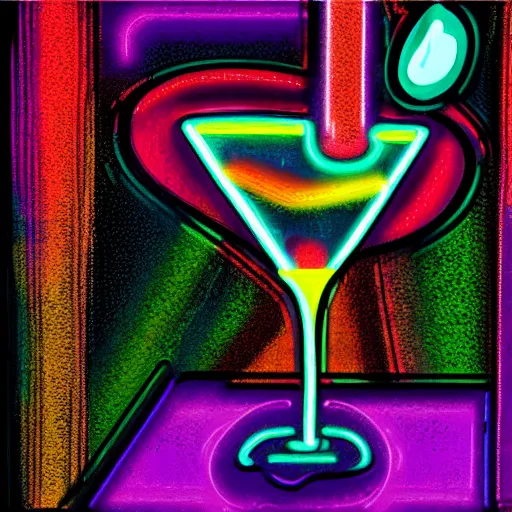 Glow-in-the-Dark Galaxy  Rounded Martini Glass by Glasscias