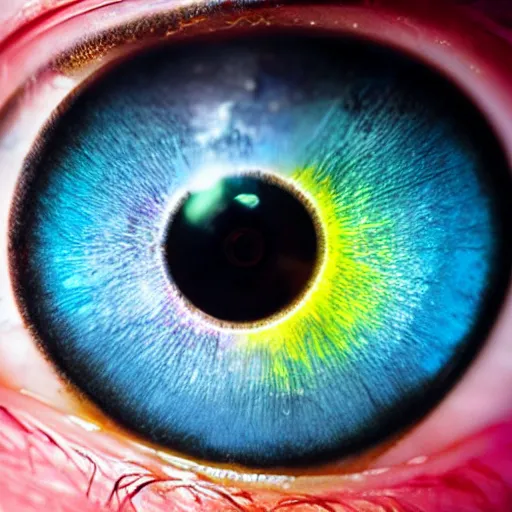 Image similar to eye with rainbow coloured cornea