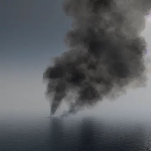 Image similar to smoke on the water, octane render HD 8K