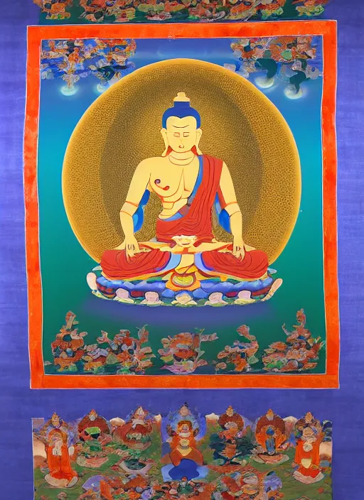 Image similar to a thangka of Medicine Buddha 3D vray