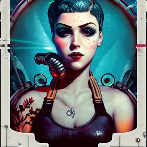 Prompt: lofi underwater cyberpunk bioshock portrait, Pixar style, by Tristan Eaton Stanley Artgerm and Tom Bagshaw.