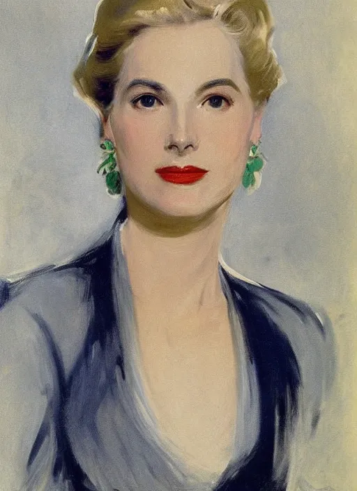 Image similar to portrait of grace kelly, by john singer sargent