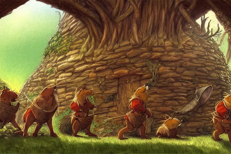 Prompt: a scene from redwall by brian jacques, detailed, fantasy concept art