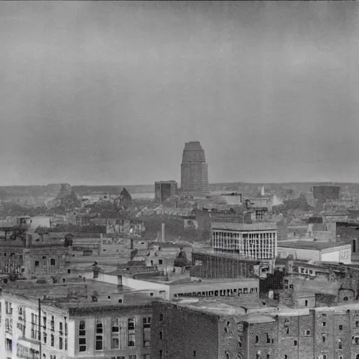 Image similar to balcony view of 1 9 2 5 boston with a broken sky