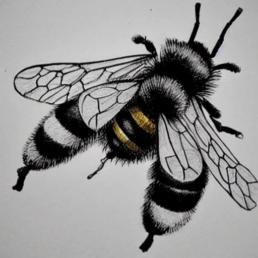 Image similar to bee photorealistic photo hand drawn