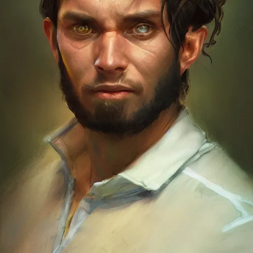 Image similar to the young latin goy as a realistic science fiction character, closeup portrait art by donato giancola and greg rutkowski and daniel dos santos, realistic face, digital art, trending on artstation