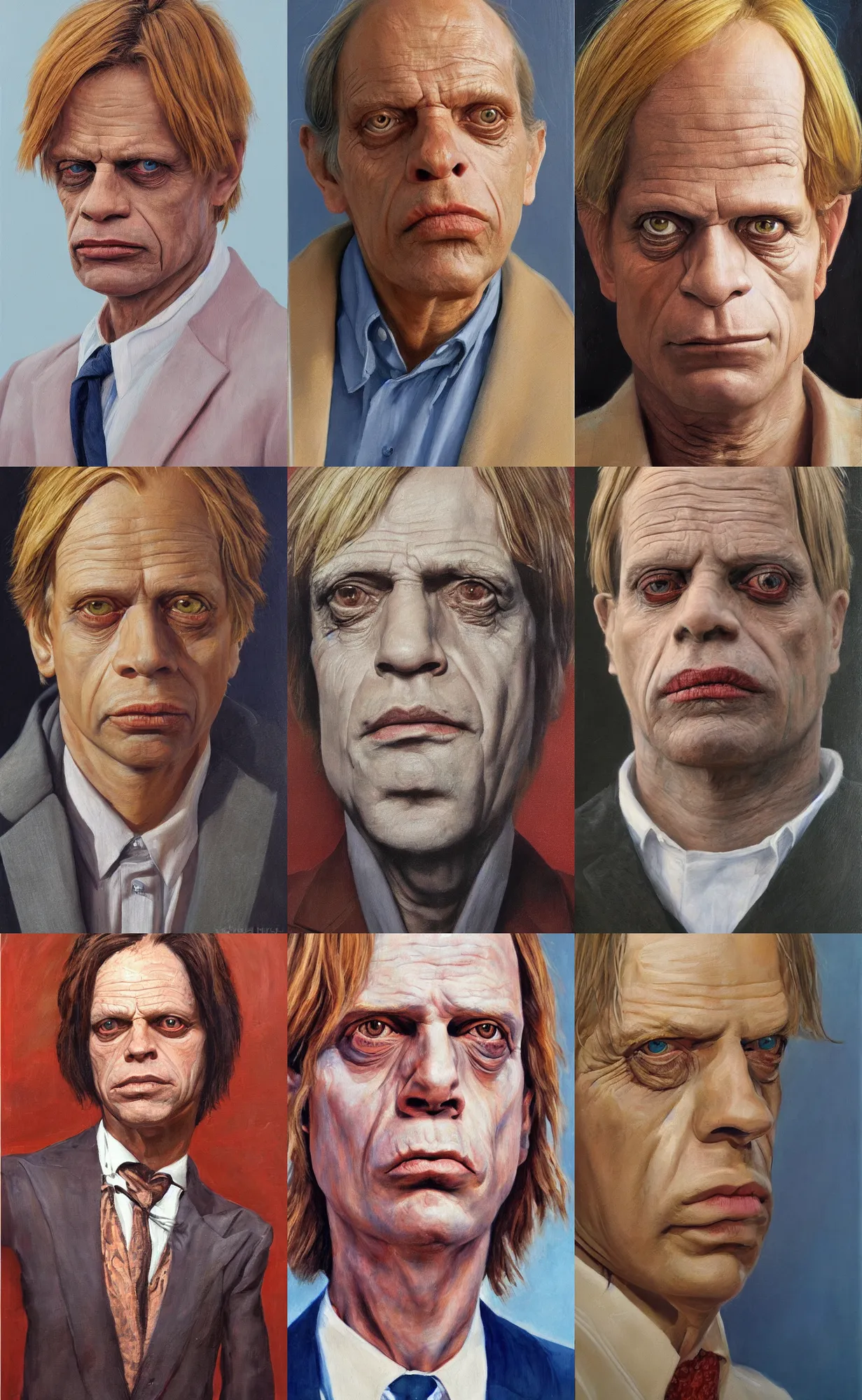 Prompt: of an ultra detailed beautiful portrait painting of klaus kinski, front view, oil painting, by wes anderson