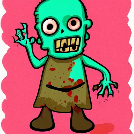 Prompt: a cute, friendly, happy zombie