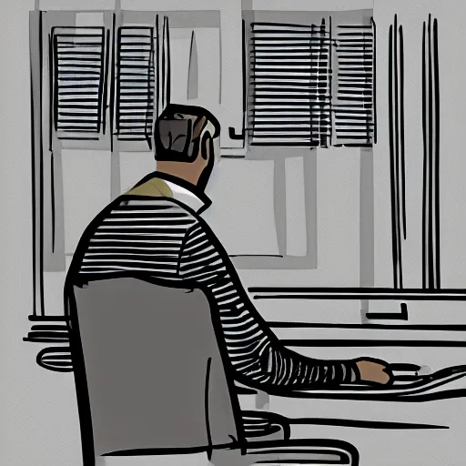 Prompt: man waiting in front of his computer for his friend to log in, digital art