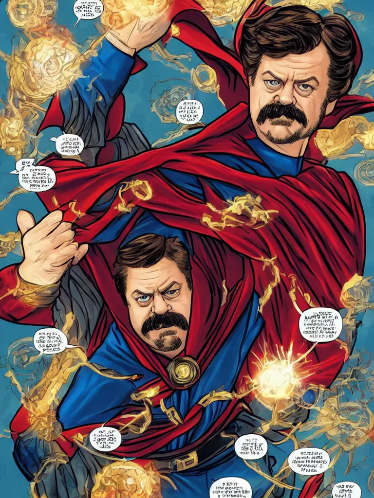 Prompt: Ron Swanson as Doctor Strange