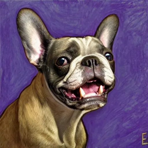 Image similar to french bulldog as the scream by edvard munch