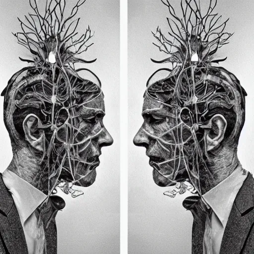 Prompt: a little time and a lot of latent space stands a man with infinite faces all, neuromorphicly engineered computationally, high level of detail, surrealism