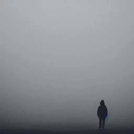 Prompt: single silhouette in fog