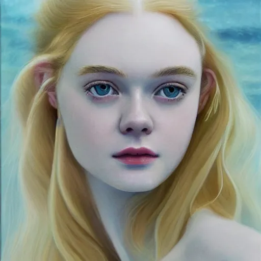 Painting of Elle Fanning underwater, long blonde hair, | Stable Diffusion
