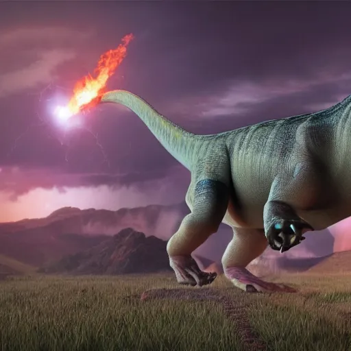 Image similar to hyperrealistic!! Dinosaur journalist announcing the apocalypse, 8k, photorealistic