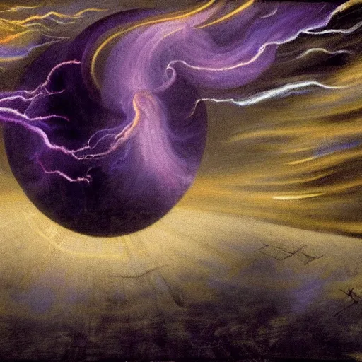 Image similar to Extremely Beautiful Purple Tornado painting by Leonardo Da Vinci, UHD, 4K wallpaper