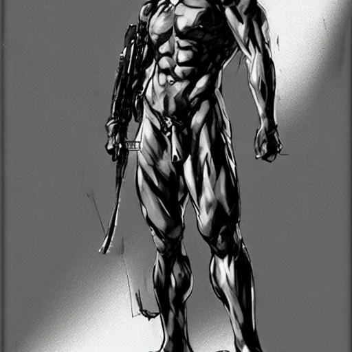 Image similar to pose study of gigachad, yoni shinkawa fine sketch