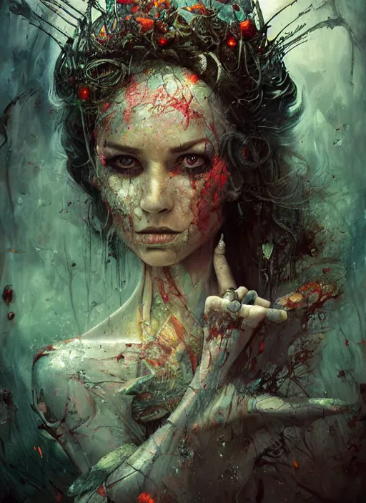 Image similar to the duchess, highly detailed, cinematic, 8 k, by megan duncanson, benjamin lacombe, adrian borda, stanley artgermm, tom bagshaw, craig mullins, carne griffiths, ayami kojima, beksinski, giger, trending on deviantart, hyper detailed, horror, full of colour