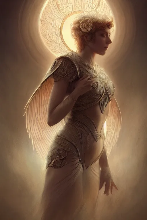 Image similar to A beautiful digital painting of a female Seraphim, intricate, cinematic lighting, highly detailed, digital painting, Artstation, concept art, smooth, sharp focus, illustration, art by Tom Bagshaw, Artgerm and Greg Rutkowski