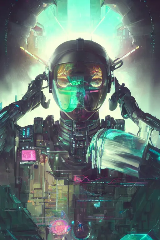 Image similar to portrait of a cybernetic samurai with holographic llama face, cyberpunk concept art by pete mohrbacher and artgerm and wlop and greg rutkowski and deathburger, digital art, highly detailed, intricate, sci-fi, sharp focus, llama, Trending on Artstation HQ, deviantart, unreal engine 5, 4K UHD image, daily deviation, llama llama