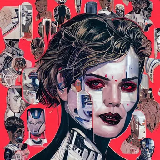 Image similar to a portrait of robot, by MARVEL comics and Sandra Chevrier