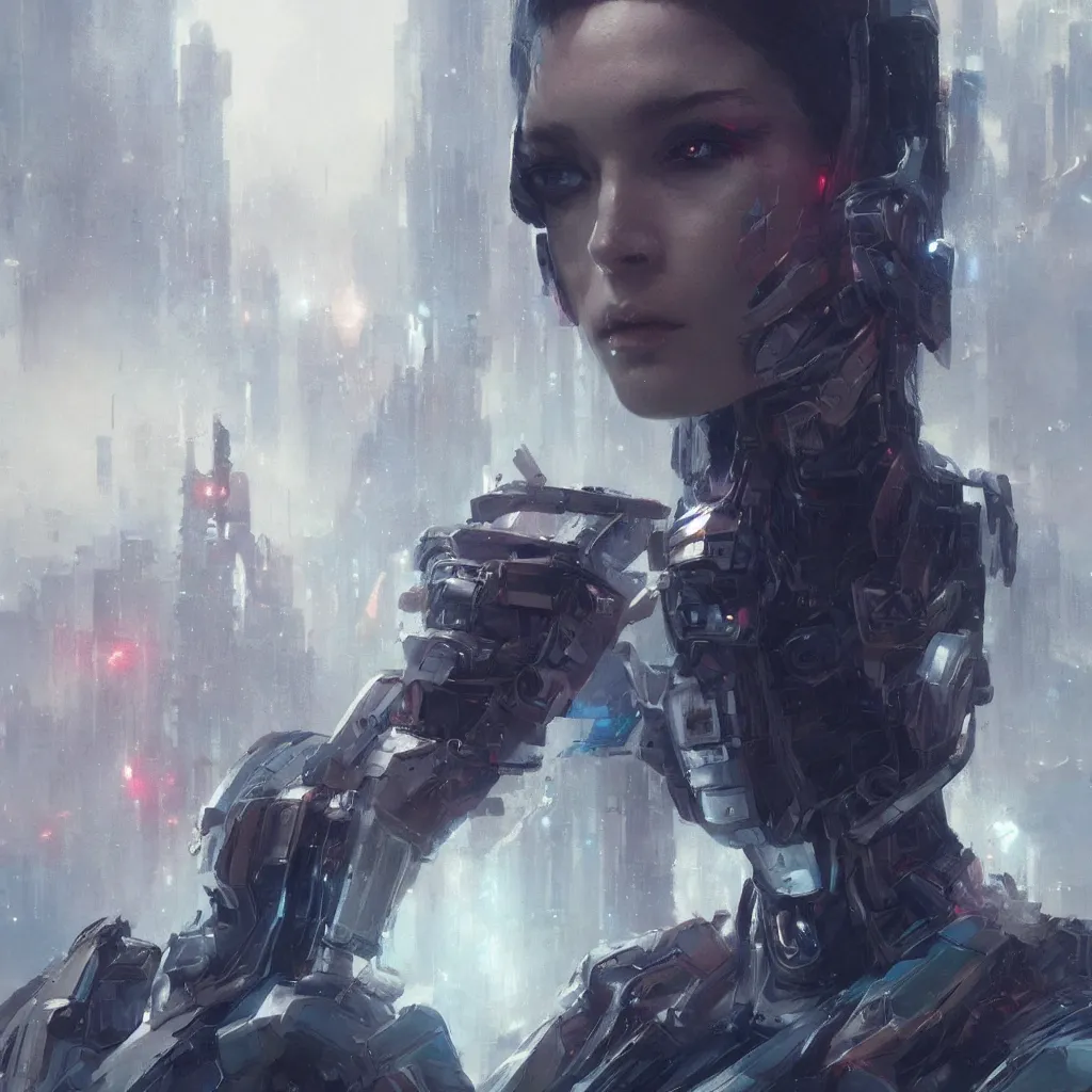 Image similar to A portrait of an android, cyberpunk art, art by greg rutkowski, matte painting, trending on artstation