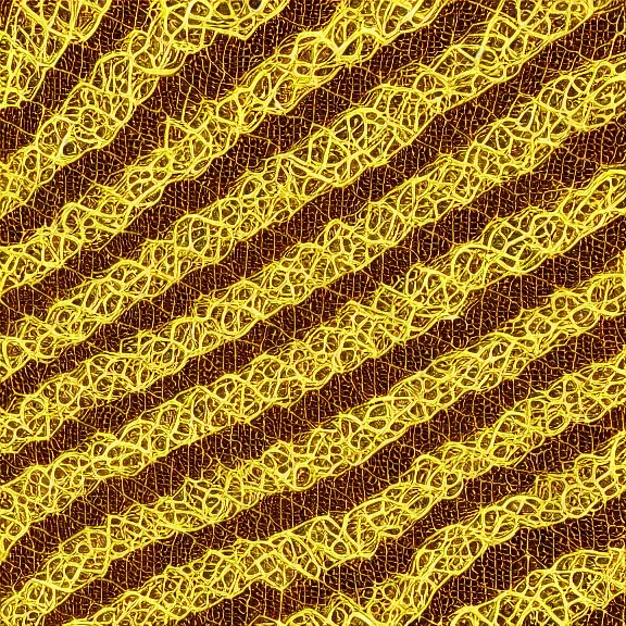 Prompt: neural lattice as gold pearlescent luxury mesh, complex lace pattern, connexions, tangled and regular, entwined, subtle color gradient, high resolution, insanely high quality, high precision, detailed render, 4K, shimmering golden vibes aesthetic