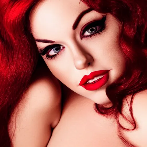 Prompt: Photograph of Jessica Rabbit if she were a real person.