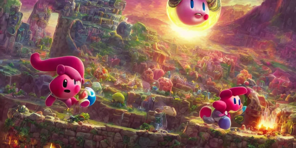 Prompt: kirby eating the source of capitalism, realistic 4 k octane beautifully detailed render, 4 k post - processing, highly detailed, intricate complexity, epic composition, magical atmosphere, cinematic lighting, masterpiece, ultra hd