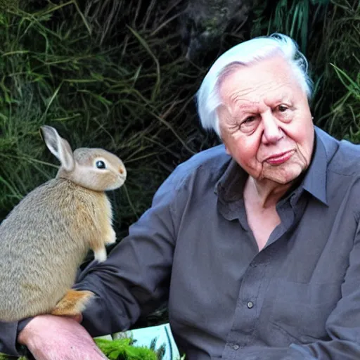 Image similar to david attenborough and rabbit hybrid