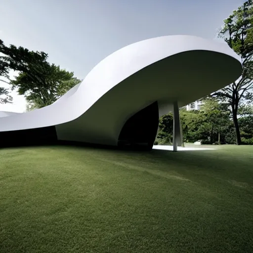 Prompt: house designed by zaha hadid