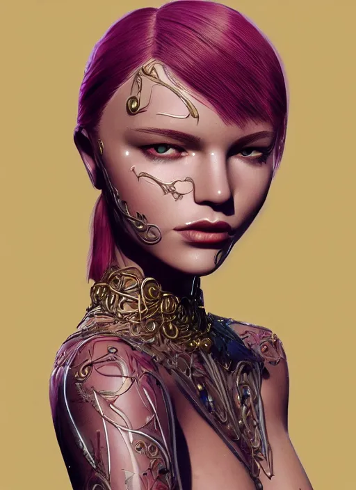 Image similar to perfect skin :: by Martine Johanna :: ornate, dynamic, particulate, rich colors, intricate, elegant, centered, artstation, smooth, sharp focus, octane render, 3d