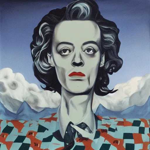 Image similar to painting, nightmare, evil, twin peaks, blue velvet, by neo rauch