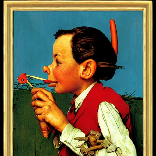 Image similar to pinocchio face with long nose piante di by norman rockwell