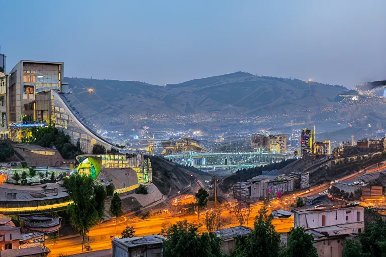 Image similar to tbilisi, solarpunk, cyberpunk