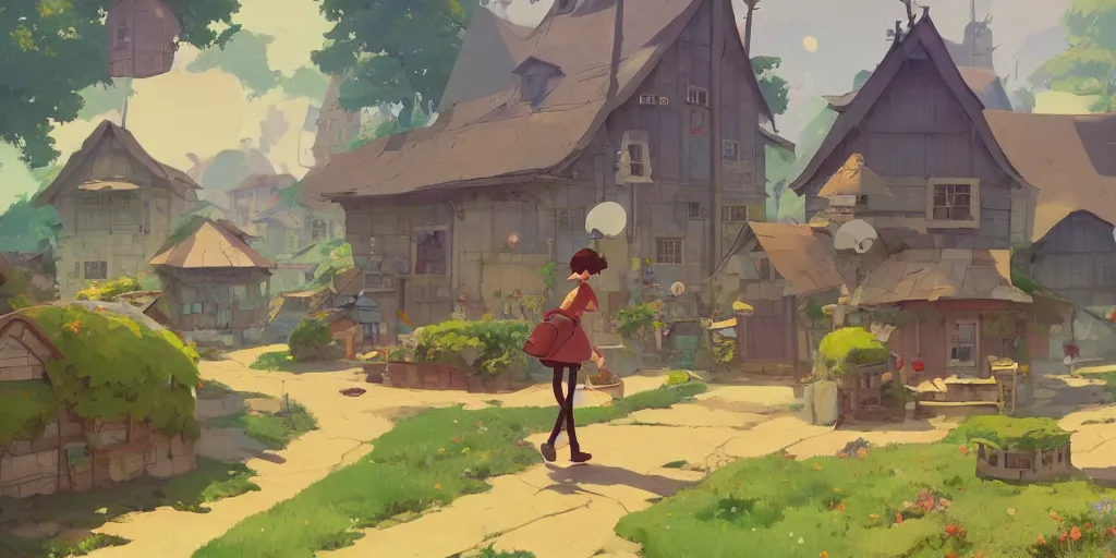 Prompt: small village made of mushroom houses by cory loftis & akihiko yoshida & james gilleard & atey ghailan & makoto shinkai & goro fujita & studio ghibli, rim light, exquisite lighting, clear focus, very coherent, plain background, soft painting, photorealistic, unreal engine 5, 4 k