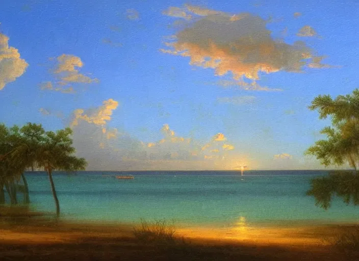 Prompt: florida keys in the style of hudson river school of art, oil on canvas