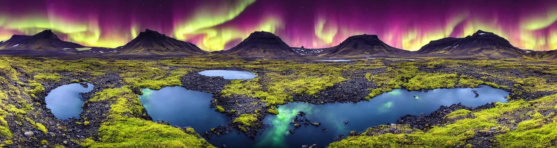 Prompt: beautiful mountain landscape of iceland with a lake at night with the majestic aurora borealis , art, high detail, high definition, photorealistic, hdr,