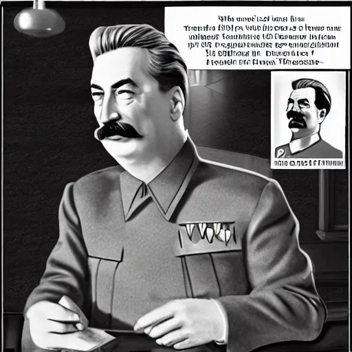 Image similar to stalin conquers world. in the style of ben fiquet