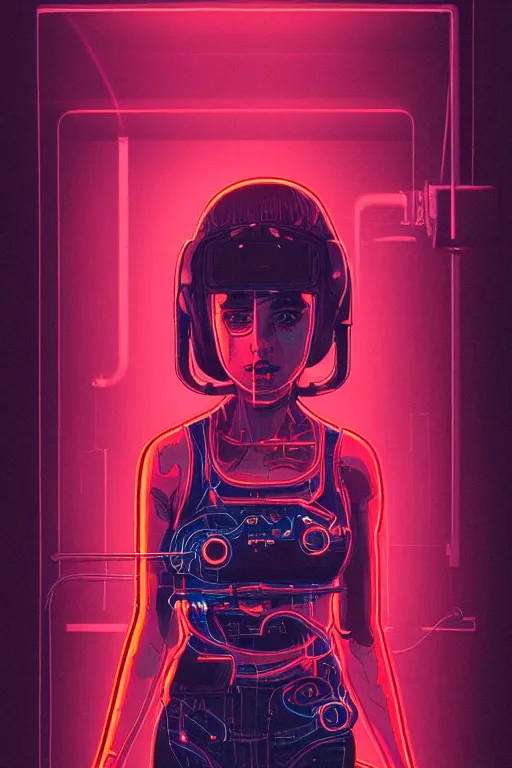 Image similar to portrait of a girl with a biomechanic scale and neon light by Laurie Greasley and Greg Rutkowski , Discodiffusion style, highly detailed, trending on artstation