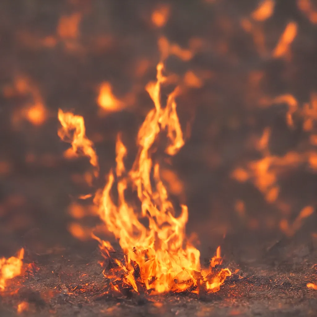 Image similar to fire with flying embers, depth of field, dof, motion blur