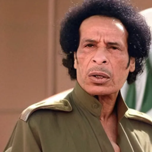 Prompt: A still of Muammar Gaddafi in Seinfield