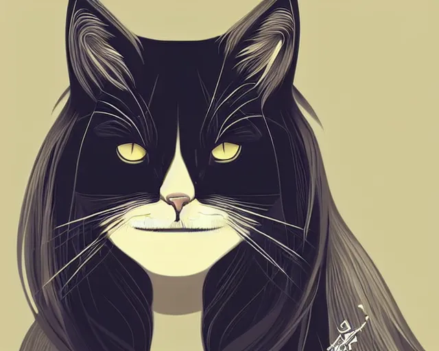 Prompt: my favorite cat, a simple vector based illustration, by ross tran, artgerm