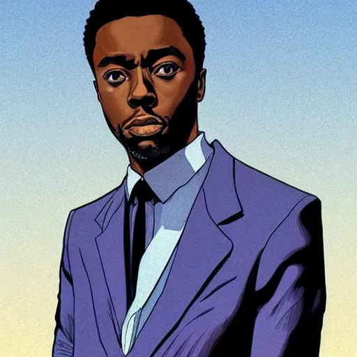 Image similar to “ chadwick boseman retro minimalist portrait by jean giraud, art of moebius, sharp, smooth face, comic, 8 k ”