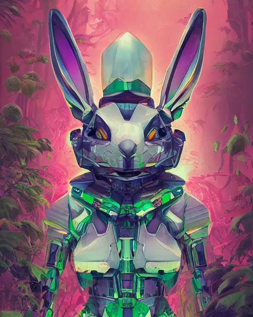 Prompt: mecha rabbit in wonderland, highly detailed, concept art, scifi, bizarre, abstract, colorful, forest, sharp focus, trending on artstation, intricate, atmosphere, art by roman makarenko, dzung phung dinh